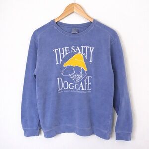 Comfort Colors Salty Dog Café Sweatshirt Medium Blue Coastal Graphic